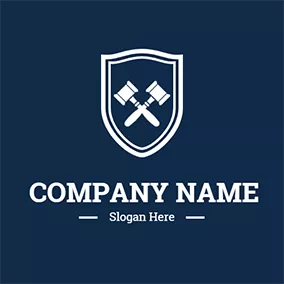 Law Firm Logo Hammer Shield and Lawyer logo design