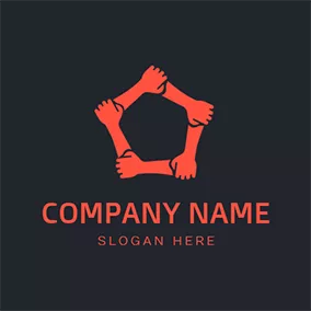 Pentagon Logo Hand Unity Community and Pentagon logo design