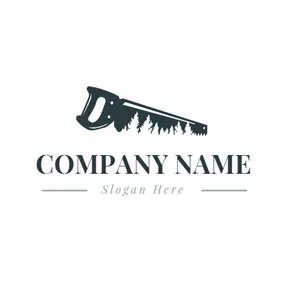 Carpenter Logo Handsaw and Tree Icon logo design