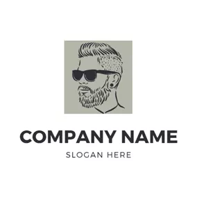 Handsome Bearded Hipster logo design
