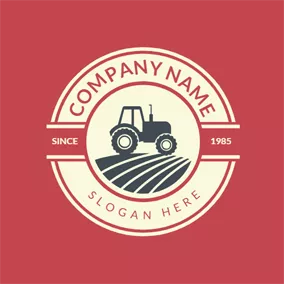 Tractor Logo Hay Mower and Meadow logo design