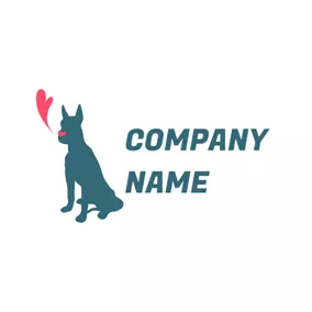 Emblem Logo Heart and Green Dog logo design