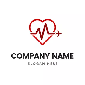 Travel & Hotel Logo Heart Broken Line Plane logo design