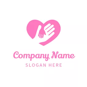 Children & Childcare Logo Heart Shape and Hand logo design