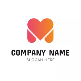 Letter Logo Heart Shape and M logo design