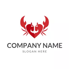 Crab Logo Heart Shaped Crab and Pincers logo design
