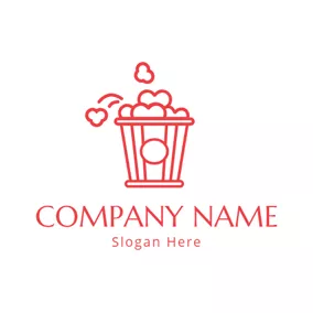 Popcorn Logo Heart Shaped Popcorn Outline logo design