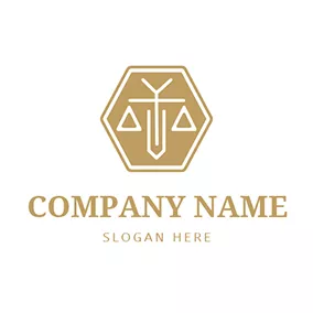 Law Firm Logo Hexagon Abstract Balance and Lawyer logo design