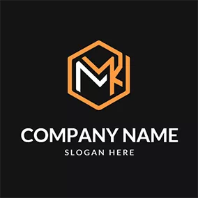 Mk Logo Hexagon and Abstract Letter M K logo design