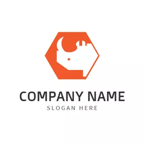 Rhino Logo Hexagon and Abstract Rhino Head logo design