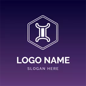 Astrology Logo Hexagon and Flat Gemini logo design