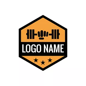 Dumbbell Logo Hexagon Dumbbell Banner Crossfit logo design