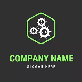 Virus Logo Hexagon Eye Virus Cell logo design