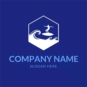 Logótipo Onda Hexagon Wave and Surf logo design