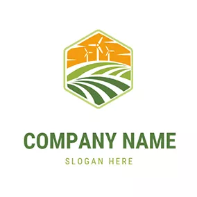 Harvest Logo Hexagon Windmill Farmland Harvest logo design
