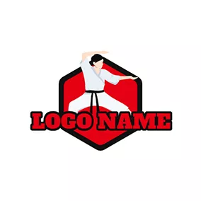 Hexagon Logo Hexagonal and Taekwondo Player logo design