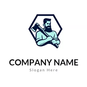 Saw Logo Hexagonal Lumberjack Logo logo design