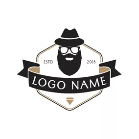 Fashion & Beauty Logo Hipster Head and Banner Badge logo design