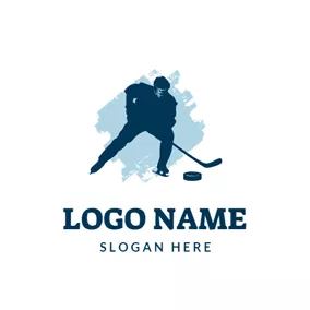 Hockey Logo Hockey Athlete and Hockey Stick logo design