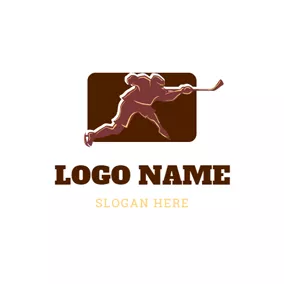 Hockey Logo Hockey Player and Hockey Stick logo design