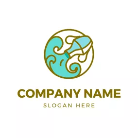 Bottle Logo Hollow Circle and Green Aquarius Bottle logo design