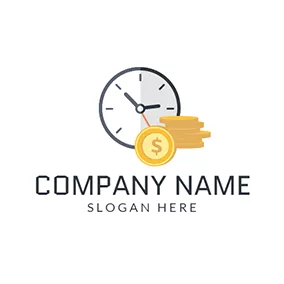 Time Logo Horologe and Dollar Coin logo design