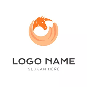 Horse Logo Horse Circle Twirl Hero logo design