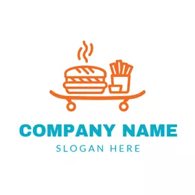 Table Logo Hot Orange Hamburger and Chip logo design