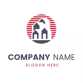House Logo House With Stripe Town logo design