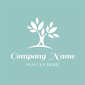 Wellness Logo Human Character and White Leaf logo design