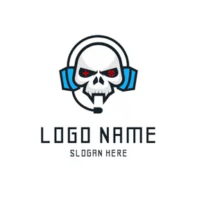 Esports Logo Human Skeleton and Headset logo design