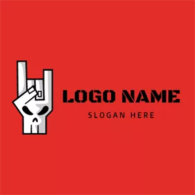 Rock Logo Human Skeleton and Rock Gesture logo design