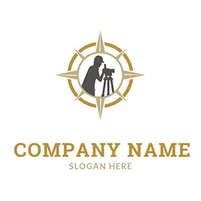 Kompass Logo Human Surveying Instrument Circle Compass logo design
