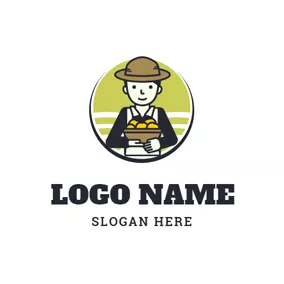 Agriculture Logo Industrious Farmer and Grassland logo design