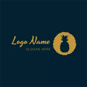 Pineapple Logo Irregular Circle and Pineapple logo design
