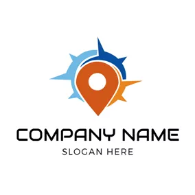 Kompass Logo Jacinth and Blue Compass logo design