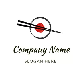 Food & Drink Logo Japanese Sushi and Chopsticks logo design