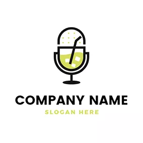 Juice Logo Juice Glass and Microphone logo design