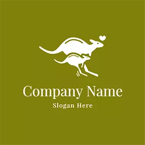 Kangaroo Logo Jumping Kangaroo Mother and Baby logo design