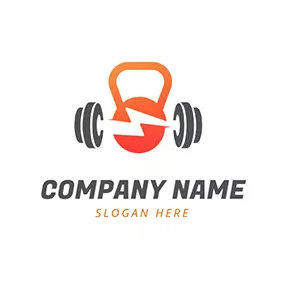 Dumbbell Logo Kettle Bell Lightning Dumbbell Crossfit logo design