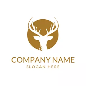 鹿Logo Khaki and White Deer Head Icon logo design