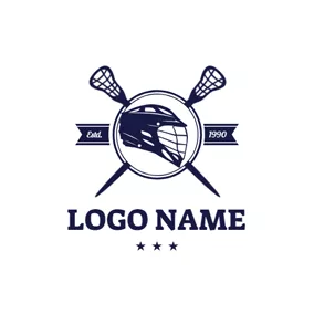 Sports & Fitness Logo Lacrosse Helmet and Lacrosse Stick logo design