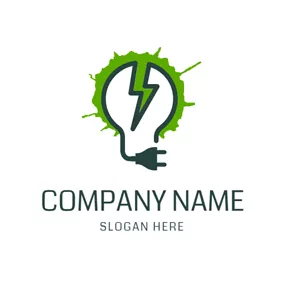 Logotipo Eléctrico Lamp Bulb and Lightning logo design