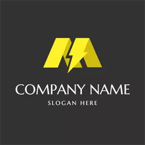 Logotipo Eléctrico Letter M and Lightning logo design