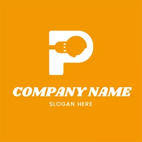 Pロゴ Letter P Outline and Fork Cookie logo design