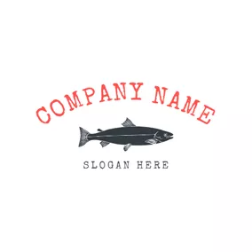 Emblem Logo Lifelike Black Fish logo design