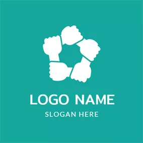 Non-profit Logo Linked Hand and White Hexagon logo design