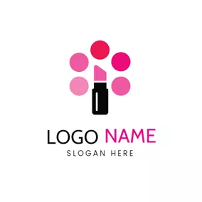 Lipstick Logo Lipstick and Gradient Red Dots logo design