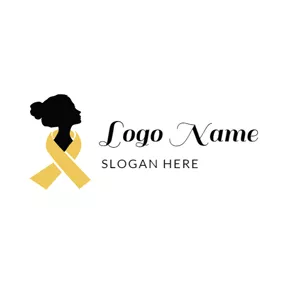 Girl Logo Little Girl and Love Ribbon logo design