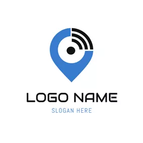 ネットワークロゴ Location and Wifi Icon logo design